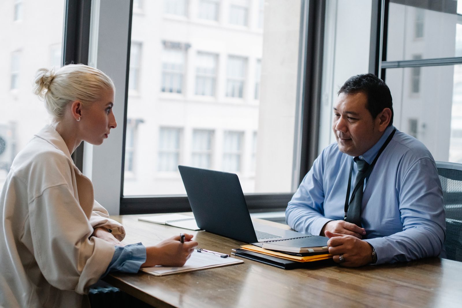 Recruiter and candidate discussing a role during an interview